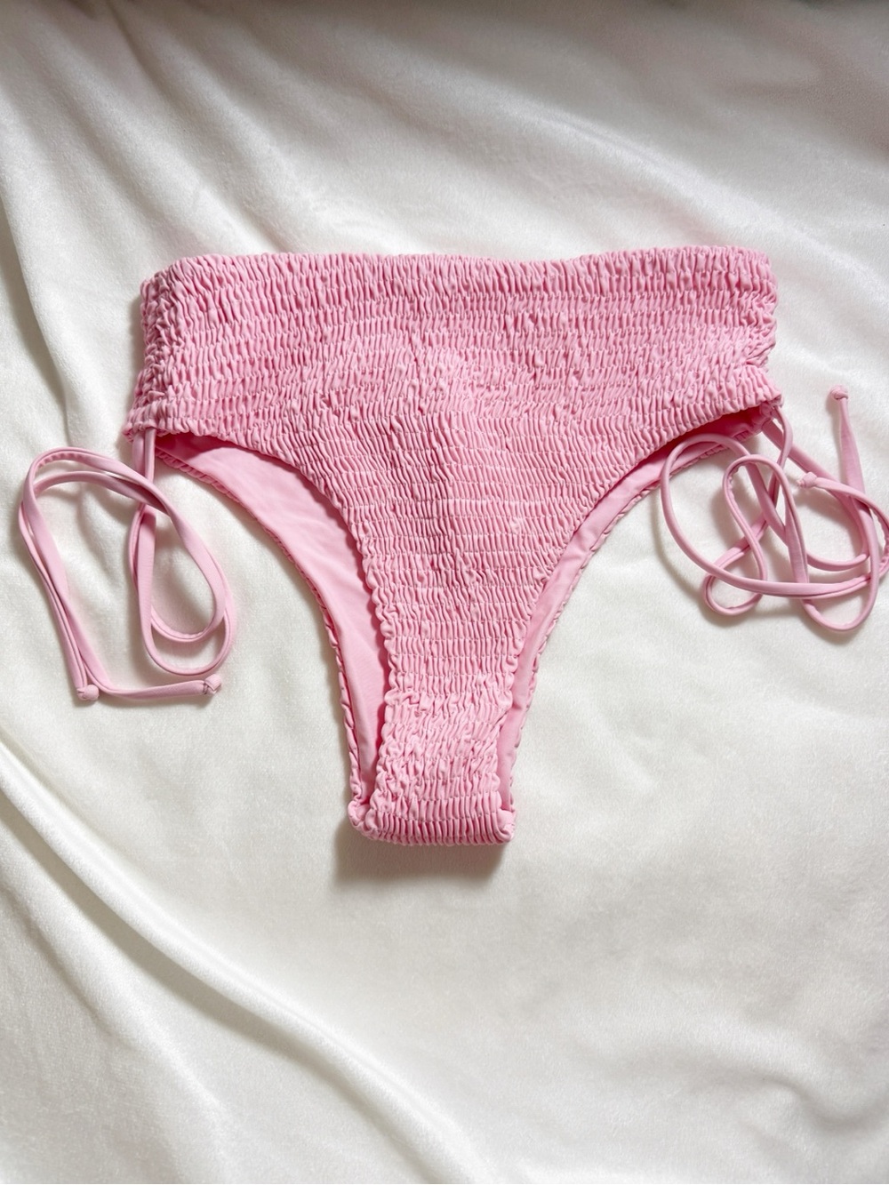 Shop Moonstone "Bailey" Bikini Swim Bottoms Baby Pink Smocked Medium